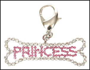 Dog Collar Pendants Princess Diva-Dog collar pendant swarovski crystals princess diva