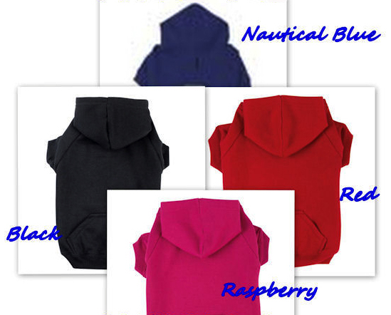Dog Hoodie Sweatshirt Plain or Personalized-Basic Dog Hoodie Sweatshirt Plain Personalized Raspberry Pink Nautical Blue Black Red