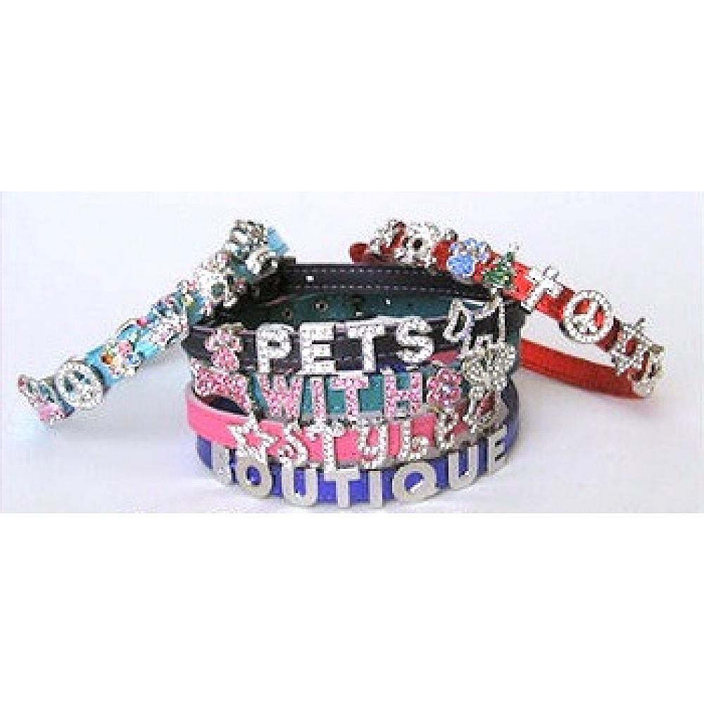 Slide On Rhinestone Letters for Cat Collars and Dog Collars.