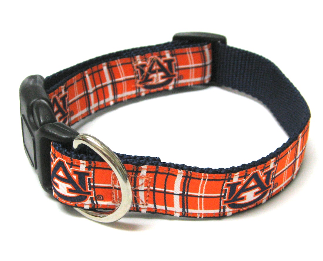 Auburn Tigers Plaid dog collar