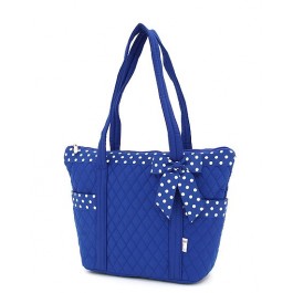 Belvah Med Tote with Pockets Royal & White