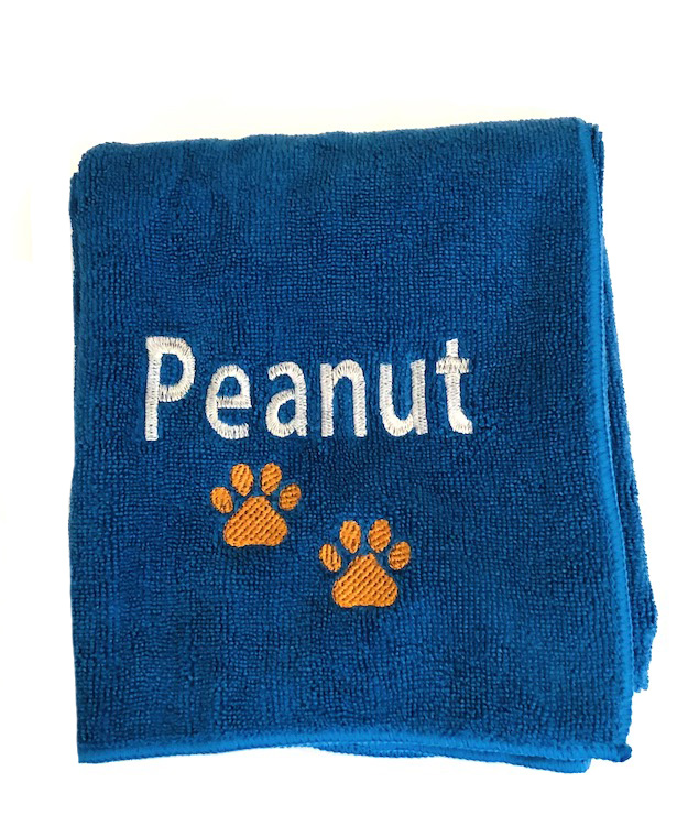 Personalized Microfiber Dog Pet Bath Towel Custom Embroidered with Pet Name and paw prints