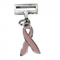 Slider charm Breast Cancer Awareness ribbon dangler