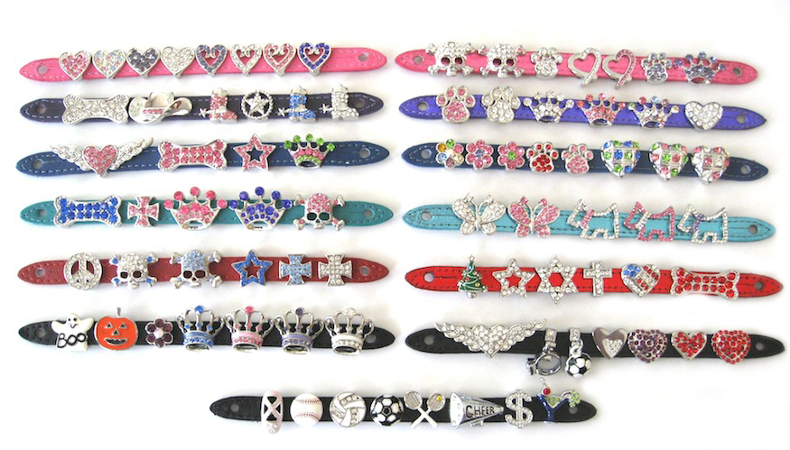 10pcs/lot 10mm Gold Slide Number, Full Rhinestone 0-9 Slide Charms, Fit DIY Wristband & Bracelet LSSL034