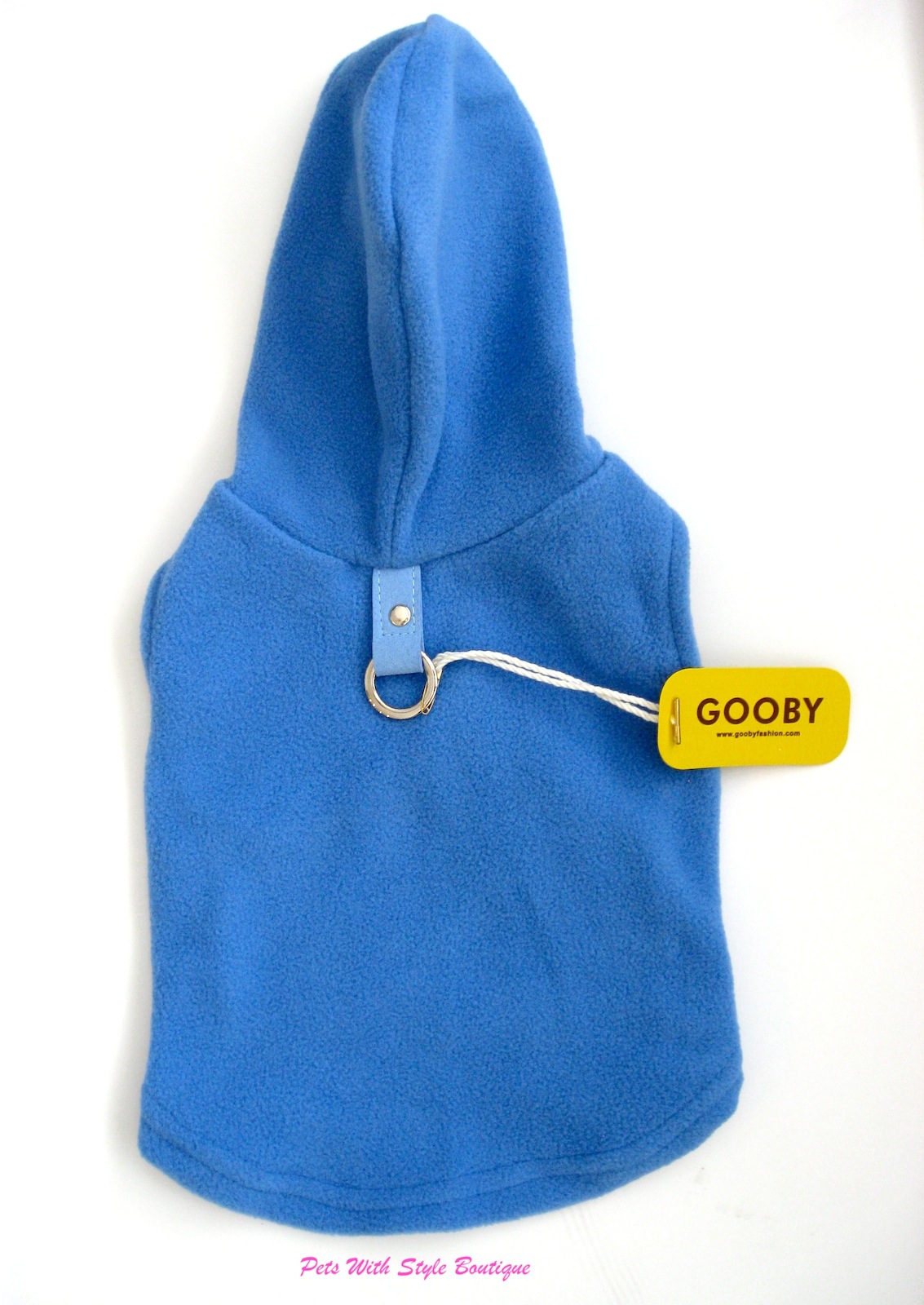 Gooby fleece hoodie harness blue