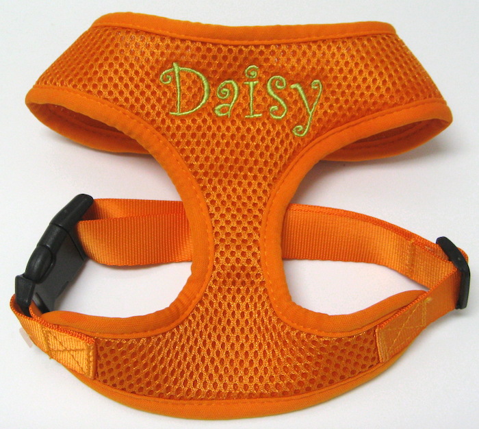 Custom Embroidered harness Orange Daisy Curlz