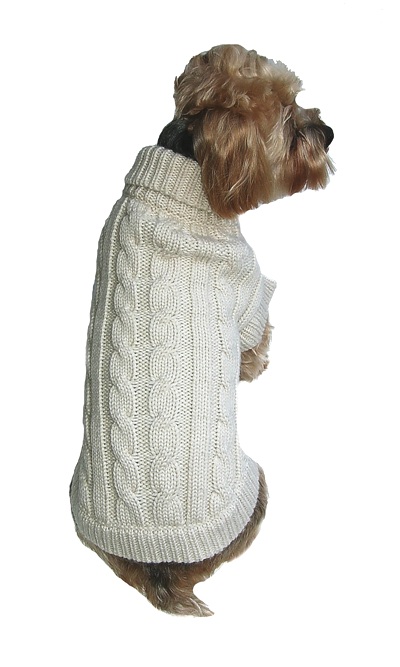 Cable knit dog sweater Natural