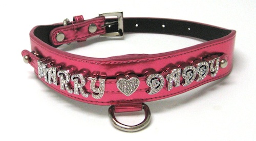 Hot Pink- Luxury Designer Monogram Empreinte Leather Dog CollarPet