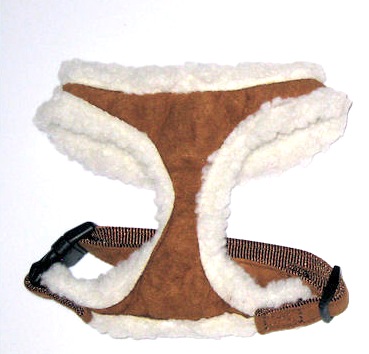 Custom embroidered personalized faux suede sherpa lined soft dog harness