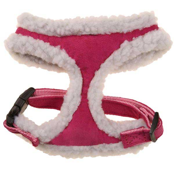faux suede sherpa lined harness raspberry pink
