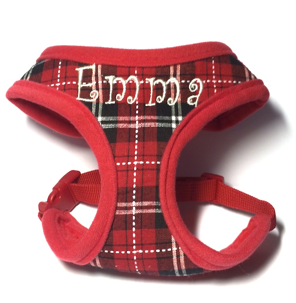 Red Plaid Adj Neck Harness Emma Curlz