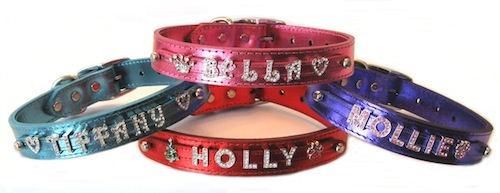 Best Seller Bling Personalized Dog Collar Leather 1" wide Signature Leather Made in the USA