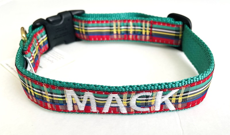 Best Seller Personalized UpCountry Christmas Sparkle Red Plaid Dog Collar - XS - XL
