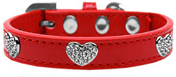 Bling Heart Dog Collar Red, Pink, Black Neck 6.5" to 18"
