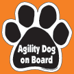 agility dog on board paw magnet