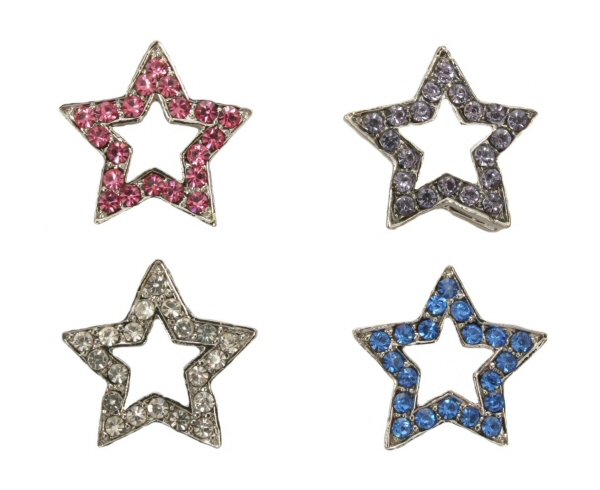 10mm Star charms - clear, pink, blue