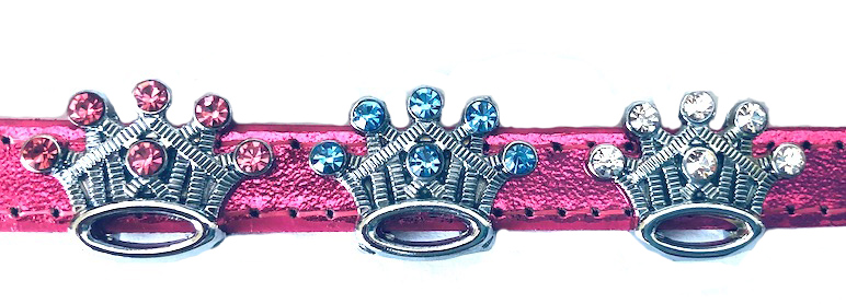 10mm Rhinestone Slider Charm Princess Crown - Clear, Pink, or Blue