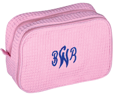 Cosmetic Bag waffle weave single zipper light pink
